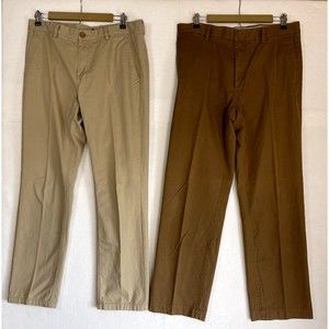 Lot of 2 Banana Republic Old Navy Mens Size 34 X 32 Chino Pant Cotton Brown Tan